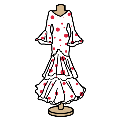 Pictograma de traje de flamenca para niños con TEA