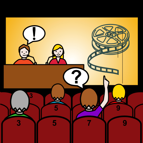 Pictograma de cineforum para niños con autismo y TEA