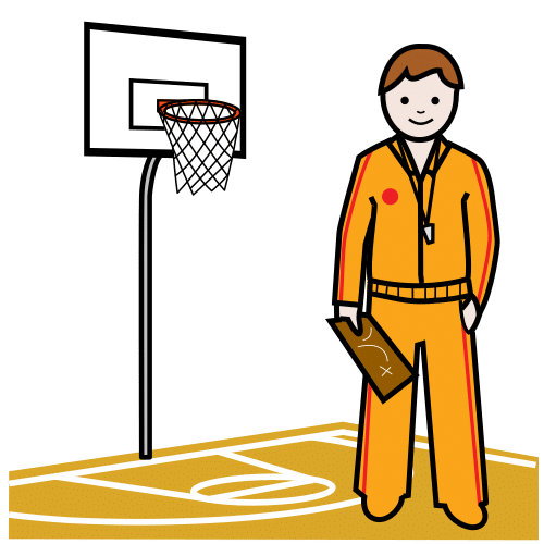 Pictograma de entrenador de baloncesto para niños con autismo y TEA