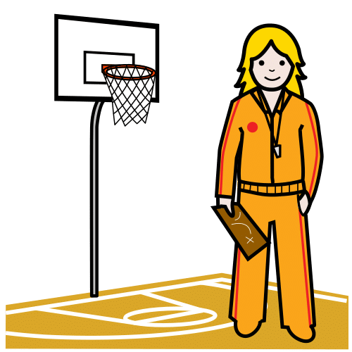 Pictograma de entrenadora de baloncesto para niños con autismo y TEA