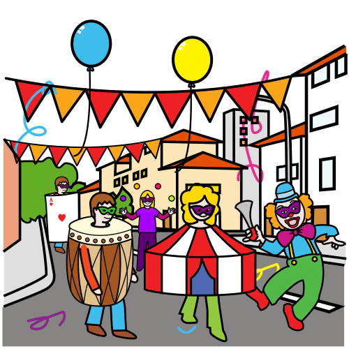 Pictograma de rúa de carnaval para niños con TEA