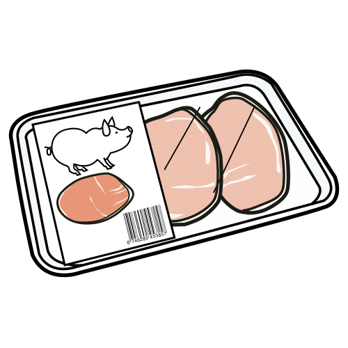 Pictograma de carne envasada de cerdo para niños con autismo y TEA