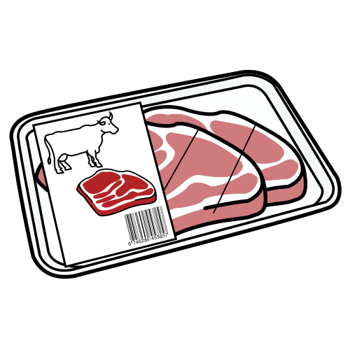 Pictograma de carne envasada de ternera para niños con autismo y TEA