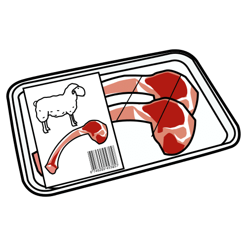 Pictograma de carne envasada de cordero para niños con autismo y TEA