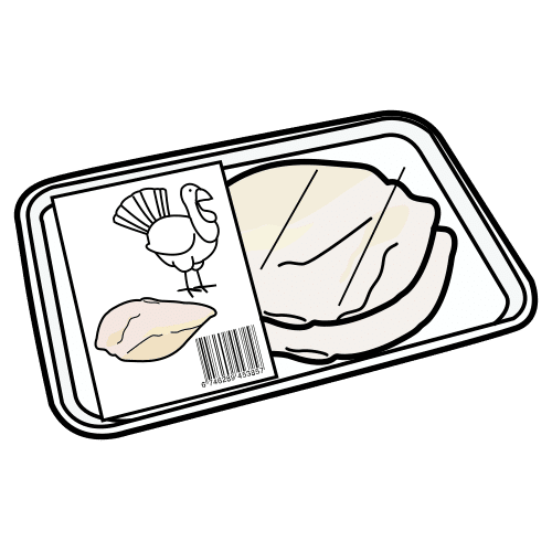 Pictograma de carne envasada de pavo para niños con autismo y TEA