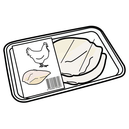 Pictograma de carne envasada de pollo para niños con autismo y TEA