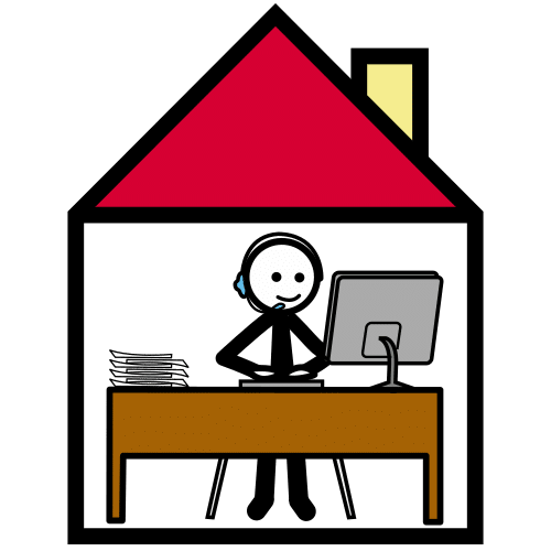Pictograma de teletrabajo para niños con autismo y TEA