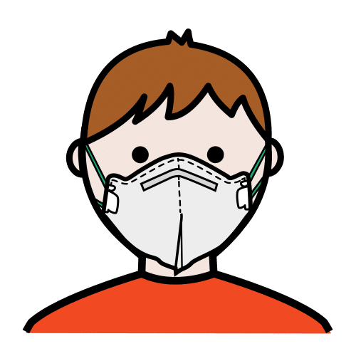 Pictograma de niño con mascarilla para niños con autismo y TEA