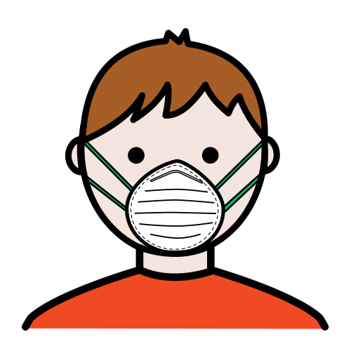 Pictograma de niño con mascarilla para niños con autismo y TEA