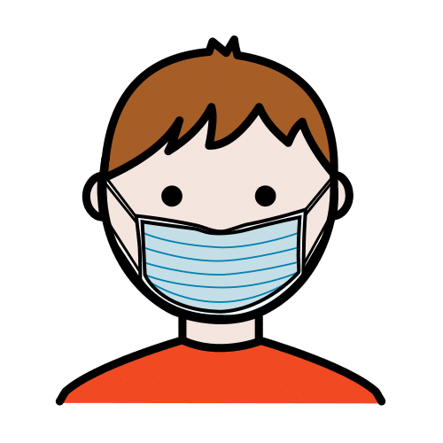 Pictograma de niño con mascarilla para niños con autismo y TEA