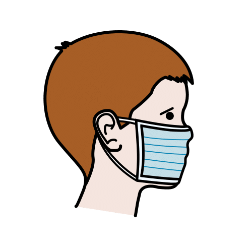 Pictograma de niño con mascarilla para niños con autismo y TEA