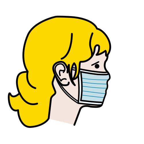 Pictograma de niña con mascarilla para niños con autismo y TEA