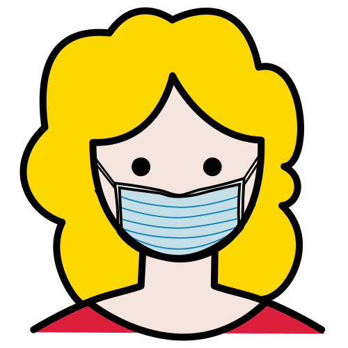Pictograma de mujer con mascarilla para niños con autismo y TEA