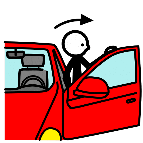 Pictograma de salir del coche para niños con autismo y TEA