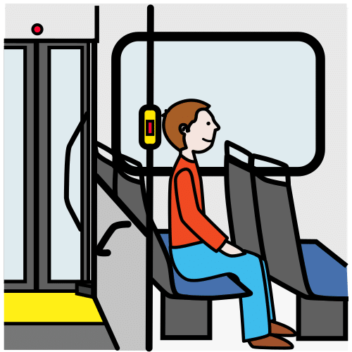Pictograma de viajar en autobús para niños con autismo y TEA