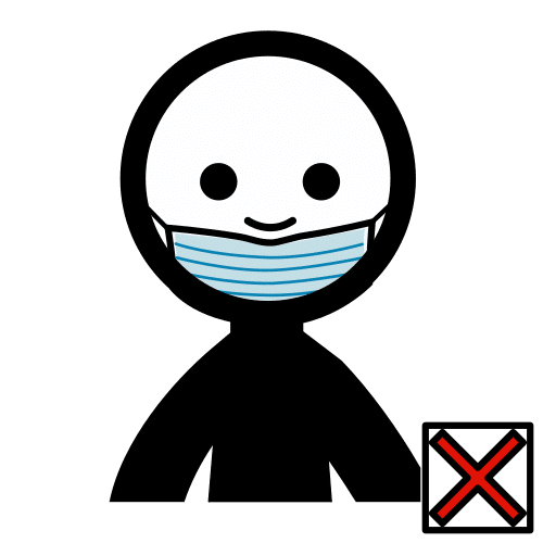 Pictograma de mascarilla mal colocada para niños con autismo y TEA