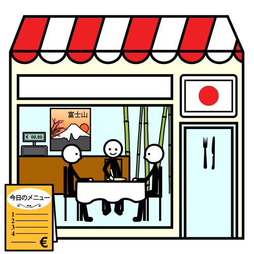 Pictograma de restaurante japonés para niños con TEA