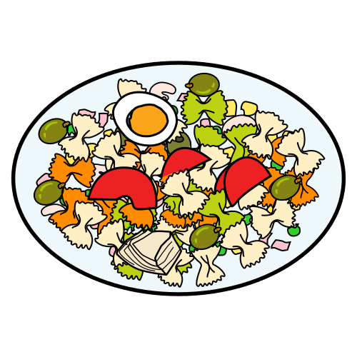 Pictograma de ensalada de pasta para niños con autismo y TEA