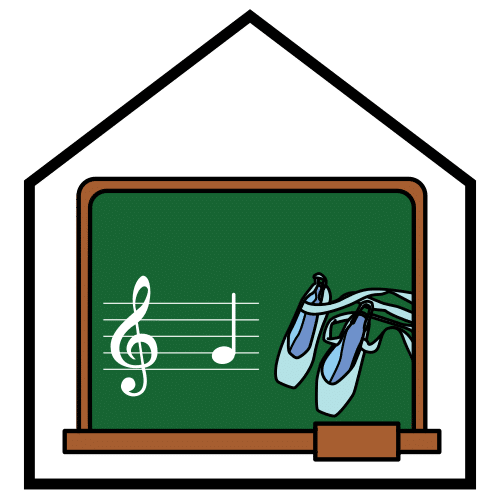 Pictograma de escuela de música y danza para niños con TEA
