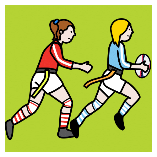 Pictograma de rugby tag para niños con autismo y TEA