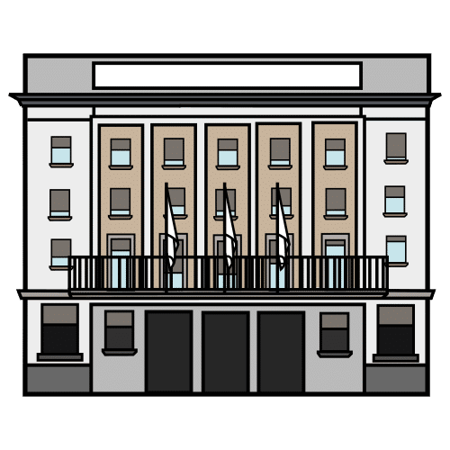 Pictograma de edificio oficial para niños con TEA