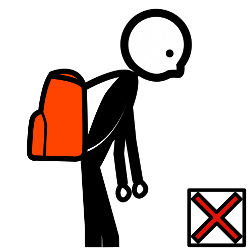 Pictograma de llevar la mochila de forma incorrecta para niños con autismo y TEA