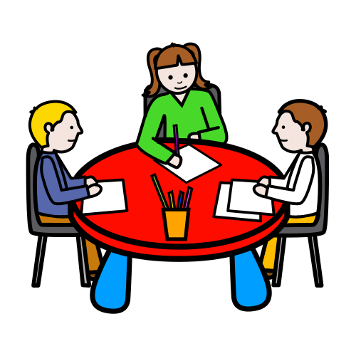 Pictograma de trabajo en grupo para niños con autismo y TEA