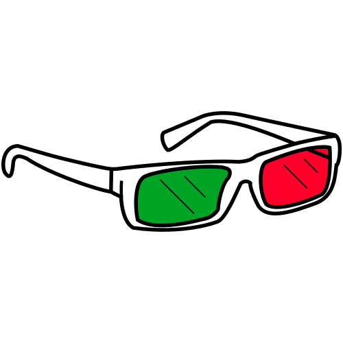 Pictograma de gafas verdes y rojas para niños con autismo y TEA