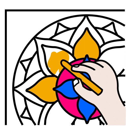 Pictograma de pintar un mandala para niños con TEA