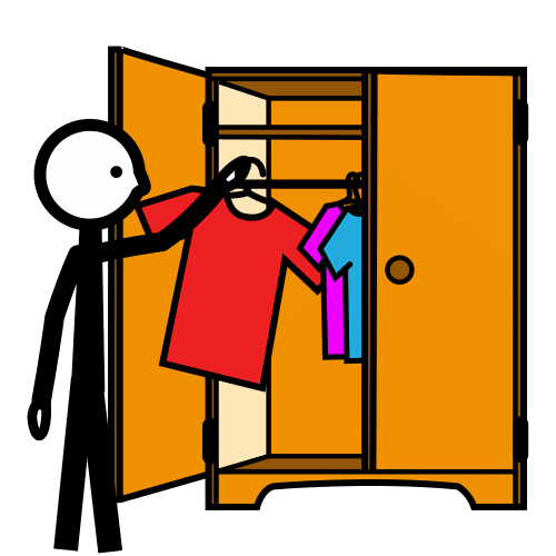 Pictograma de guardar ropa para niños con TEA