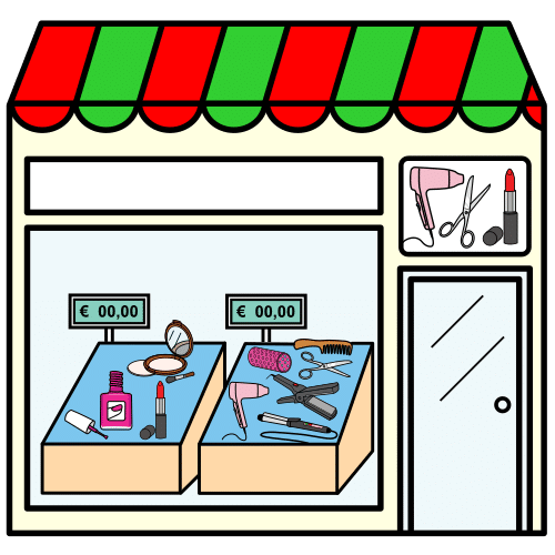 Pictograma de tienda de productos de estética y peluquería para niños con TEA