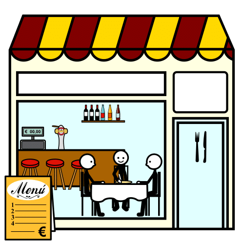 Pictograma de bar restaurante para niños con TEA