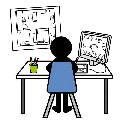 Pictograma de diseñador de interiores para niños con TEA