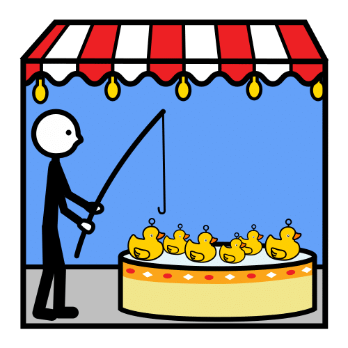 Pictograma de pesca de patos para niños con autismo y TEA