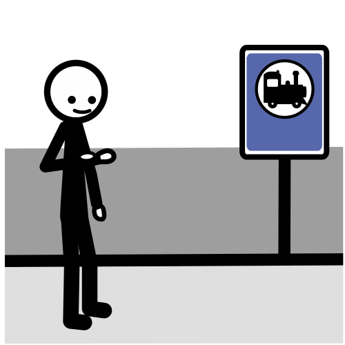 Pictograma de esperar al tren turístico para niños con TEA