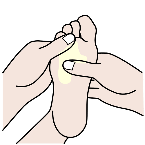Pictograma de dar crema en los pies para niños con autismo y TEA