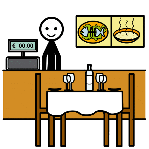 Pictograma de restaurante para niños con TEA