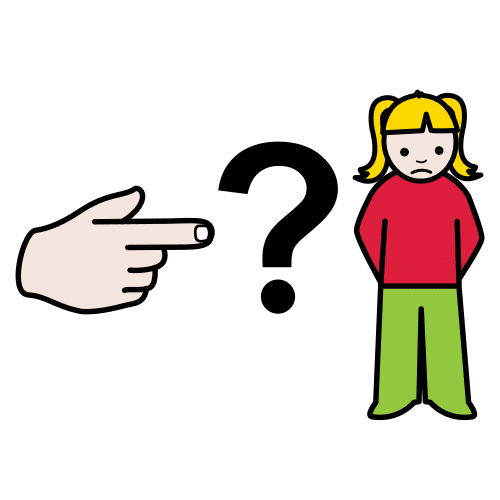 Pictograma de ¿qué has hecho? para niños con autismo y TEA