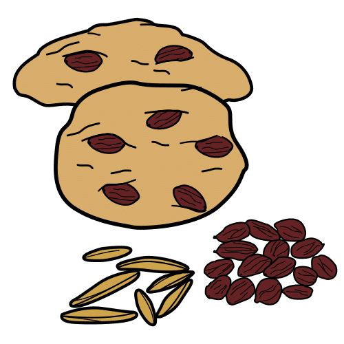 Pictograma de galletas de avena y pasas para niños con autismo y TEA