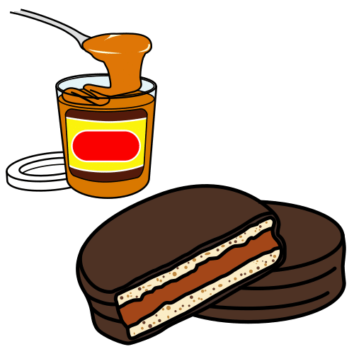 Pictograma de alfajor de dulce de leche para niños con autismo y TEA