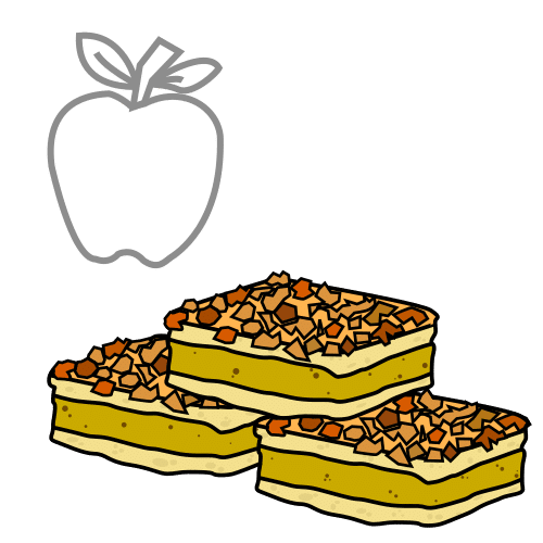 Pictograma de cuadraditos de manzana para niños con autismo y TEA