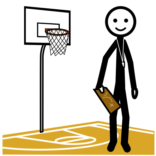 Pictograma de entrenador de baloncesto para niños con autismo y TEA