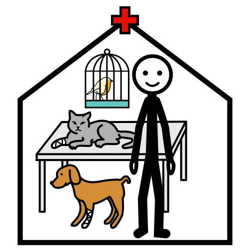 Pictograma de clínica veterinaria para niños con autismo y TEA