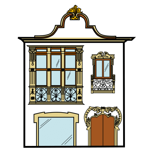 Pictograma de edificio modernista para niños con autismo y TEA