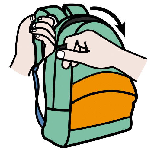 Pictograma de cerrar la mochila para niños con TEA