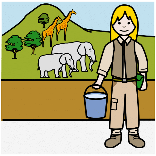 Pictograma de cuidadora de animales para niños con TEA