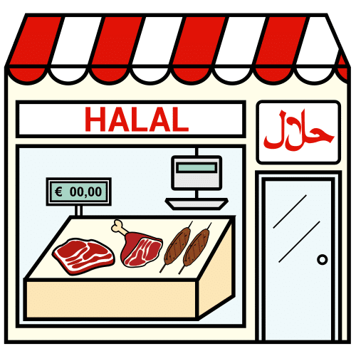 Pictograma de carnicería halal para niños con TEA