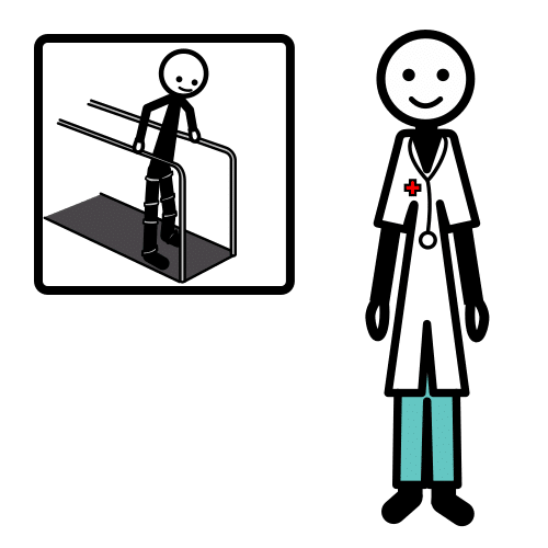 Pictograma de médico rehabilitador para niños con autismo y TEA