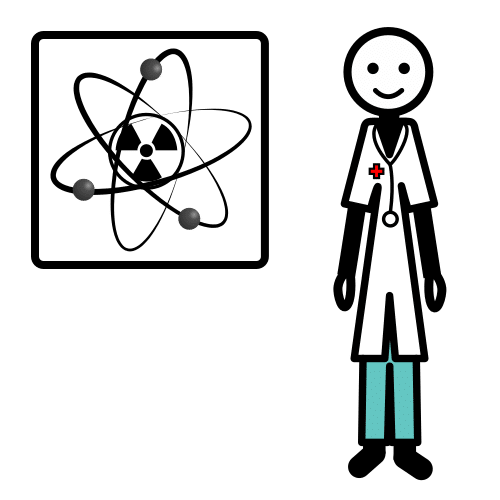 Pictograma de médico de medicina nuclear para niños con autismo y TEA