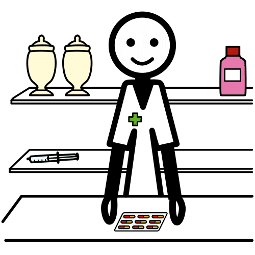 Pictograma de farmacéutico para niños con TEA